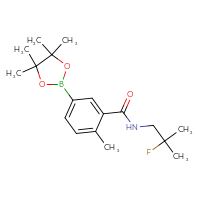 Chemical structure of N-(2-fluoro-2-methylpropyl)-2-methyl-5-(4,4,5,5-tetramethyl-1,3,2-dioxaborolan-2-yl)benzamide - CSSB02526926993