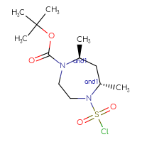 Chemical structure of rac-tert-butyl (5R,7R)-4-(chlorosulfonyl)-5,7-dimethyl-1,4-diazepane-1-carboxylate - CSSB21291564701