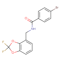 Chemical structure of 4-bromo-N-[(2,2-difluoro-2H-1,3-benzodioxol-4-yl)methyl]benzamide - CSSB02123218025