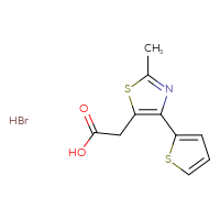 Chemical structure of 2-[2-methyl-4-(thiophen-2-yl)-1,3-thiazol-5-yl]acetic acid hydrobromide - CSSB00020592216