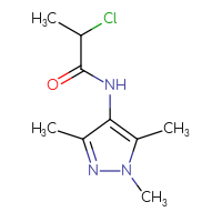 Chemical structure of 2-chloro-N-(1,3,5-trimethyl-1H-pyrazol-4-yl)propanamide - CSSB00000205969
