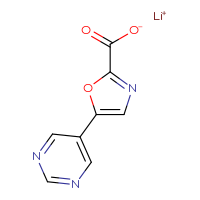 Chemical structure of lithium(1+) 5-(pyrimidin-5-yl)-1,3-oxazole-2-carboxylate - CSSB21432537710