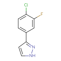 Chemical structure of 3-(4-chloro-3-fluorophenyl)-1H-pyrazole - CSSB00000077599