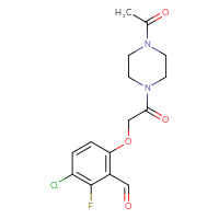 Chemical structure of 6-[2-(4-acetylpiperazin-1-yl)-2-oxoethoxy]-3-chloro-2-fluorobenzaldehyde - CSSB21414461146