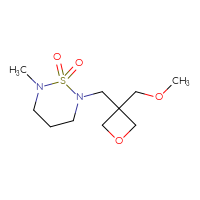 Chemical structure of 2-{[3-(methoxymethyl)oxetan-3-yl]methyl}-6-methyl-1λ⁶,2,6-thiadiazinane-1,1-dione - CSMB02166296261