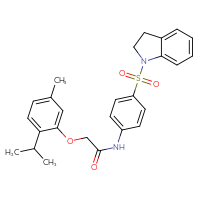 Chemical structure of N-[4-(2,3-dihydro-1H-indole-1-sulfonyl)phenyl]-2-[5-methyl-2-(propan-2-yl)phenoxy]acetamide - CSSB00121657102