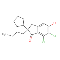 Chemical structure of 2-butyl-6,7-dichloro-2-cyclopentyl-5-hydroxy-2,3-dihydro-1H-inden-1-one - CSSB20465136891
