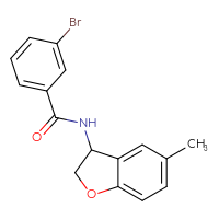 Chemical structure of 3-bromo-N-(5-methyl-2,3-dihydro-1-benzofuran-3-yl)benzamide - CSSB02041911209