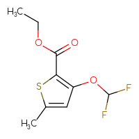 Chemical structure of ethyl 3-(difluoromethoxy)-5-methylthiophene-2-carboxylate - CSSB01992431237
