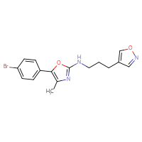 Chemical structure of 5-(4-bromophenyl)-4-methyl-N-[3-(1,2-oxazol-4-yl)propyl]-1,3-oxazol-2-amine - CSSB21495891311