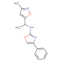 Chemical structure of N-[1-(3-methyl-1,2-oxazol-5-yl)ethyl]-4-phenyl-1,3-oxazol-2-amine - CSSB15184014317