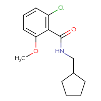 Chemical structure of 2-chloro-N-(cyclopentylmethyl)-6-methoxybenzamide - CSSB01439297942