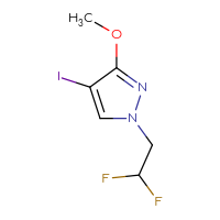 Chemical structure of 1-(2,2-difluoroethyl)-4-iodo-3-methoxy-1H-pyrazole - CSSB06657274467