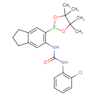 Chemical structure of 1-(2-chlorophenyl)-3-[6-(4,4,5,5-tetramethyl-1,3,2-dioxaborolan-2-yl)-2,3-dihydro-1H-inden-5-yl]urea - CSSB21332063804