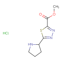 Chemical structure of methyl 5-(pyrrolidin-2-yl)-1,3,4-thiadiazole-2-carboxylate hydrochloride - CSSB02125399515