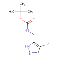 Chemical structure of tert-butyl N-[(4-bromo-1H-pyrazol-5-yl)methyl]carbamate - CSSB00024854004