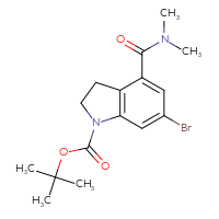 Chemical structure of tert-butyl 6-bromo-4-(dimethylcarbamoyl)-2,3-dihydro-1H-indole-1-carboxylate - CSSB06956515549