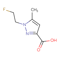 Chemical structure of 1-(2-fluoroethyl)-5-methyl-1H-pyrazole-3-carboxylic acid - CSSB00010747938