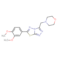 Chemical structure of 4-{[6-(3,4-dimethoxyphenyl)-[1,2,4]triazolo[3,4-b][1,3,4]thiadiazol-3-yl]methyl}morpholine - CSSB00121609111