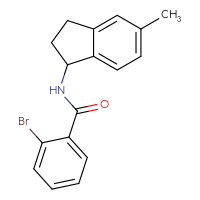 Chemical structure of 2-bromo-N-(5-methyl-2,3-dihydro-1H-inden-1-yl)benzamide - CSSB02041842628