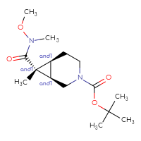 Chemical structure of rac-tert-butyl (1R,6S,7R)-7-[methoxy(methyl)carbamoyl]-7-methyl-3-azabicyclo[4.1.0]heptane-3-carboxylate - CSSB21291563863