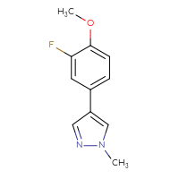 Chemical structure of 4-(3-fluoro-4-methoxyphenyl)-1-methyl-1H-pyrazole - CSSB00010099436
