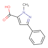 Chemical structure of 1-methyl-3-phenyl-1H-pyrazole-5-carboxylic acid - CSSB00000068576