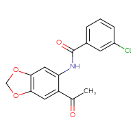 Chemical structure of N-(6-acetyl-2H-1,3-benzodioxol-5-yl)-3-chlorobenzamide - CSSB00025730098