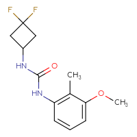 Chemical structure of 3-(3,3-difluorocyclobutyl)-1-(3-methoxy-2-methylphenyl)urea - CSSB00099008809