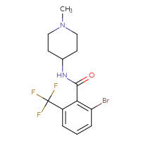 Chemical structure of 2-bromo-N-(1-methylpiperidin-4-yl)-6-(trifluoromethyl)benzamide - CSSB01394534486