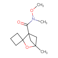 Chemical structure of N-methoxy-N,4-dimethyl-3-oxaspiro[bicyclo[2.1.1]hexane-2,1'-cyclobutane]-1-carboxamide - CSSB00126014830