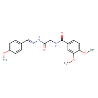 Chemical structure of 3,4-dimethoxy-N-({N'-[(E)-(4-methoxyphenyl)methylidene]hydrazinecarbonyl}methyl)benzamide - CSSB00025769853