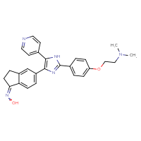 Chemical structure of [2-(4-{4-[1-(hydroxyimino)-2,3-dihydro-1H-inden-5-yl]-5-(pyridin-4-yl)-1H-imidazol-2-yl}phenoxy)ethyl]dimethylamine - CSSB00015188998