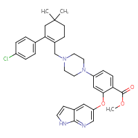 Chemical structure of methyl 4-(4-{[2-(4-chlorophenyl)-4,4-dimethylcyclohex-1-en-1-yl]methyl}piperazin-1-yl)-2-{1H-pyrrolo[2,3-b]pyridin-5-yloxy}benzoate - CSSB02125556323