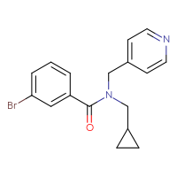 Chemical structure of 3-bromo-N-(cyclopropylmethyl)-N-[(pyridin-4-yl)methyl]benzamide - CSSB15362931401
