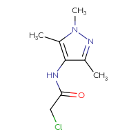 Chemical structure of 2-chloro-N-(1,3,5-trimethyl-1H-pyrazol-4-yl)acetamide - CSSB00000204568