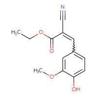 Chemical structure of ethyl 2-cyano-3-(4-hydroxy-3-methoxyphenyl)prop-2-enoate - CSSB00000385481