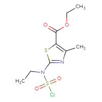 Chemical structure of ethyl 2-[(chlorosulfonyl)(ethyl)amino]-4-methyl-1,3-thiazole-5-carboxylate - CSSB21224764253