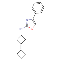 Chemical structure of N-{[1,1'-bi(cyclobutylidene)]-3-yl}-4-phenyl-1,3-oxazol-2-amine - CSSB15196789456