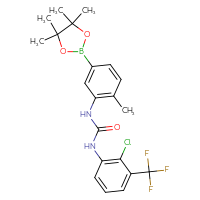 Chemical structure of 1-[2-chloro-3-(trifluoromethyl)phenyl]-3-[2-methyl-5-(4,4,5,5-tetramethyl-1,3,2-dioxaborolan-2-yl)phenyl]urea - CSSB21332088527