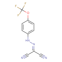 Chemical structure of 1-cyano-N-[4-(trifluoromethoxy)phenyl]methanecarbohydrazonoyl cyanide - CSSB00000017787