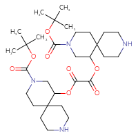 Chemical structure of tert-butyl 1-{[2-({3-[(tert-butoxy)carbonyl]-3,9-diazaspiro[5.5]undecan-1-yl}oxy)-2-oxoacetyl]oxy}-3,9-diazaspiro[5.5]undecane-3-carboxylate - CSSB20621783653