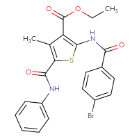 Chemical structure of ethyl 2-(4-bromobenzamido)-4-methyl-5-(phenylcarbamoyl)thiophene-3-carboxylate - CSSB00121719459