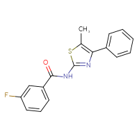 Chemical structure of 3-fluoro-N-(5-methyl-4-phenyl-1,3-thiazol-2-yl)benzamide - CSSB00027997038