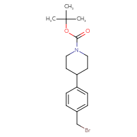 Chemical structure of tert-butyl 4-[4-(bromomethyl)phenyl]piperidine-1-carboxylate - CSSB00132308530