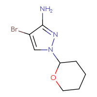 Chemical structure of 4-bromo-1-(oxan-2-yl)-1H-pyrazol-3-amine - CSSB00011072341
