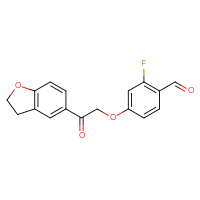 Chemical structure of 4-[2-(2,3-dihydro-1-benzofuran-5-yl)-2-oxoethoxy]-2-fluorobenzaldehyde - CSSB21414459155