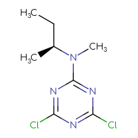 Chemical structure of N-[(2S)-butan-2-yl]-4,6-dichloro-N-methyl-1,3,5-triazin-2-amine - CSSB00134975801