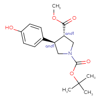 Chemical structure of rac-1-tert-butyl 3-methyl (3R,4S)-4-(4-hydroxyphenyl)pyrrolidine-1,3-dicarboxylate - CSSB02125425854