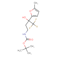 Chemical structure of tert-butyl N-[4,4,4-trifluoro-3-hydroxy-3-(5-methylfuran-2-yl)butyl]carbamate - CSSB00161002027